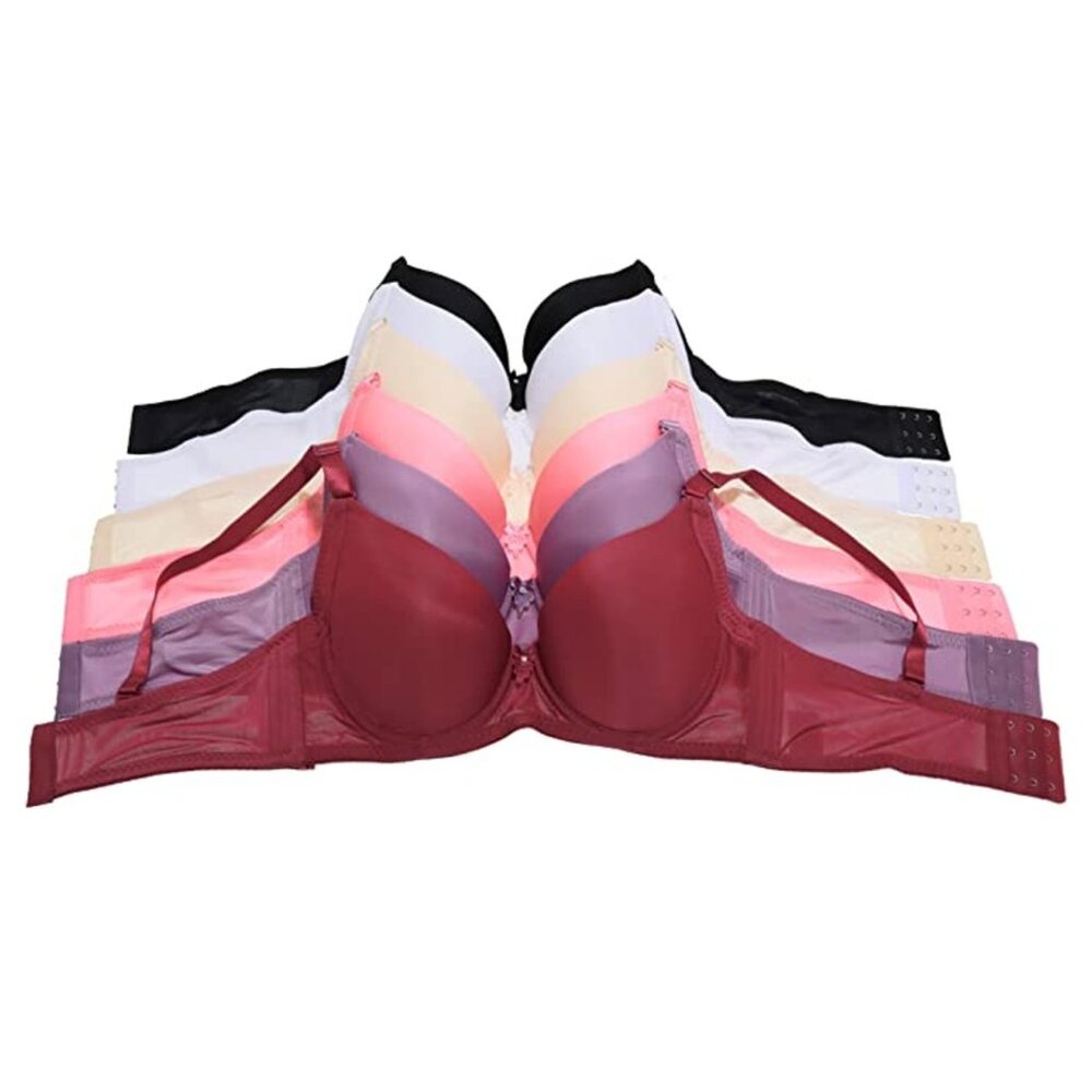 Angelina 6-Pack Wide Wing T-Shirt Bra Set | Everyday Comfort + Side Support 36B